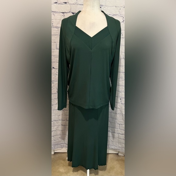 George Simonton Dresses & Skirts - Simonton Says 2 Piece Green Long Sleeve Skirt Set Top Large Skirt Medium